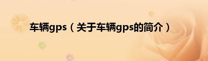 車輛gps（關(guān)于車輛gps的簡(jiǎn)介）