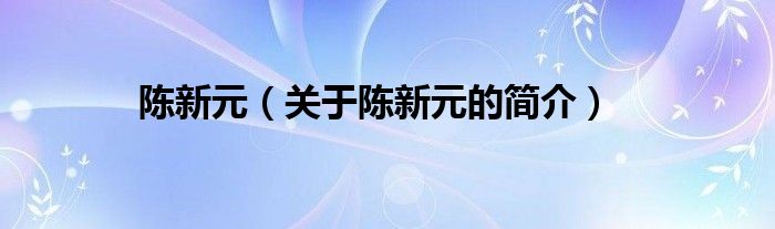 陳新元（關(guān)于陳新元的簡(jiǎn)介）