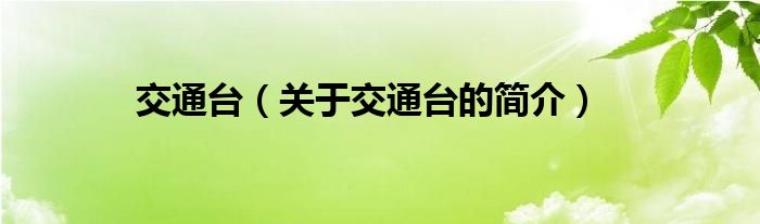 交通臺（關(guān)于交通臺的簡介）