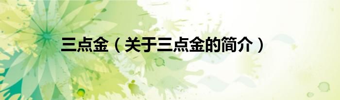 三點(diǎn)金（關(guān)于三點(diǎn)金的簡(jiǎn)介）