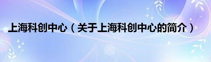 上?？苿?chuàng)中心（關(guān)于上?？苿?chuàng)中心的簡介）