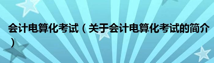 會(huì)計(jì)電算化考試（關(guān)于會(huì)計(jì)電算化考試的簡介）