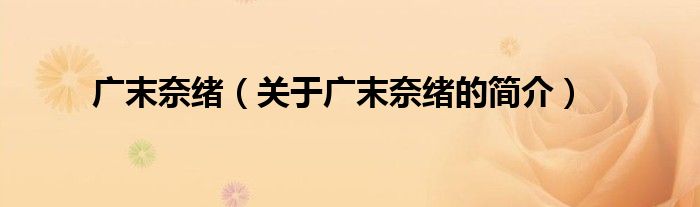 廣末奈緒（關(guān)于廣末奈緒的簡(jiǎn)介）