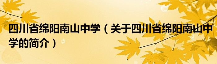 四川省綿陽南山中學（關(guān)于四川省綿陽南山中學的簡介）