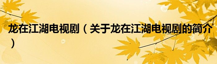 龍在江湖電視劇（關(guān)于龍在江湖電視劇的簡介）