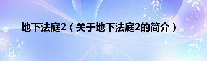 地下法庭2（關(guān)于地下法庭2的簡(jiǎn)介）