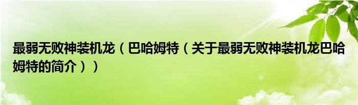 最弱無敗神裝機龍（巴哈姆特（關于最弱無敗神裝機龍巴哈姆特的簡介））