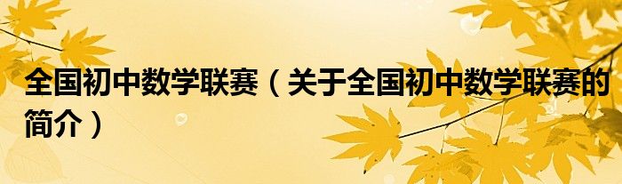 全國(guó)初中數(shù)學(xué)聯(lián)賽（關(guān)于全國(guó)初中數(shù)學(xué)聯(lián)賽的簡(jiǎn)介）