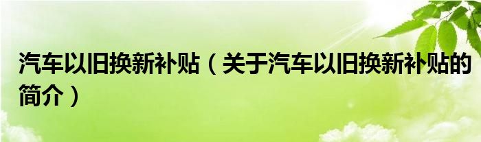 汽車以舊換新補貼（關(guān)于汽車以舊換新補貼的簡介）