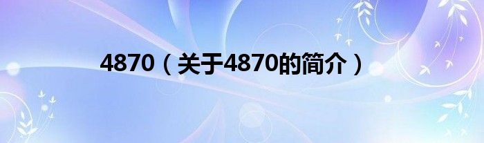 4870（關于4870的簡介）