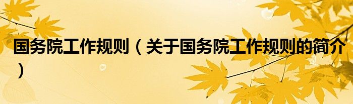 國(guó)務(wù)院工作規(guī)則（關(guān)于國(guó)務(wù)院工作規(guī)則的簡(jiǎn)介）