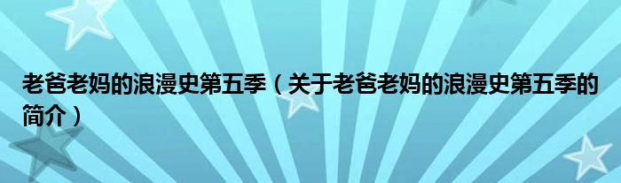 老爸老媽的浪漫史第五季（關于老爸老媽的浪漫史第五季的簡介）