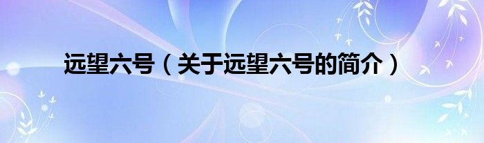 遠望六號（關(guān)于遠望六號的簡介）