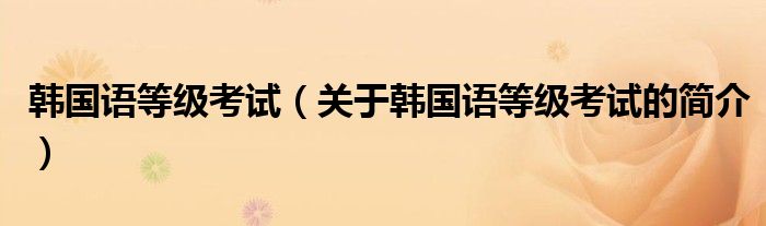 韓國語等級考試（關(guān)于韓國語等級考試的簡介）