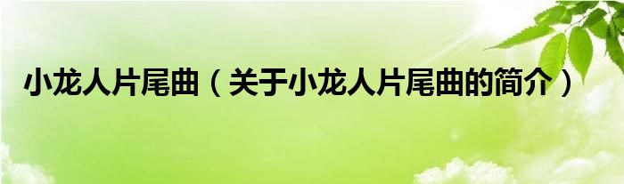 小龍人片尾曲（關(guān)于小龍人片尾曲的簡介）