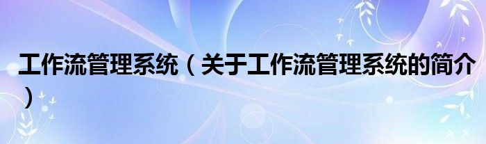 工作流管理系統(tǒng)（關于工作流管理系統(tǒng)的簡介）