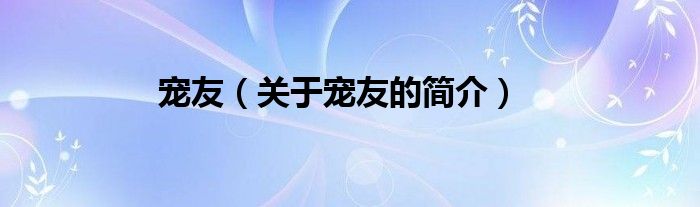 寵友（關(guān)于寵友的簡(jiǎn)介）