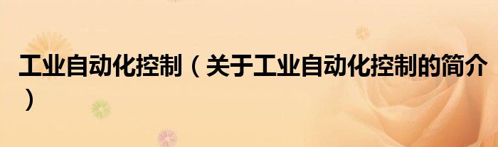 工業(yè)自動化控制（關(guān)于工業(yè)自動化控制的簡介）