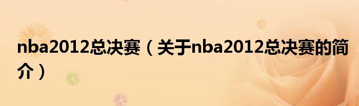 nba2012總決賽（關(guān)于nba2012總決賽的簡介）