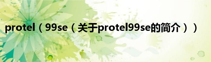 protel（99se（關(guān)于protel99se的簡(jiǎn)介））