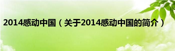 2014感動(dòng)中國（關(guān)于2014感動(dòng)中國的簡(jiǎn)介）