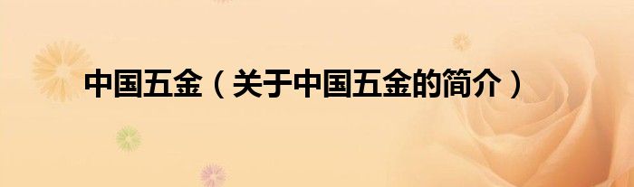 中國(guó)五金（關(guān)于中國(guó)五金的簡(jiǎn)介）