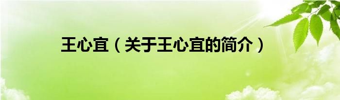 王心宜（關(guān)于王心宜的簡(jiǎn)介）