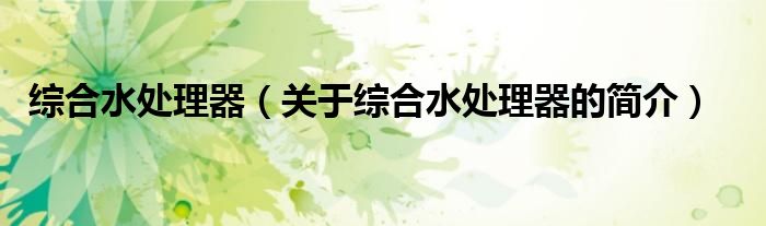 綜合水處理器（關(guān)于綜合水處理器的簡(jiǎn)介）