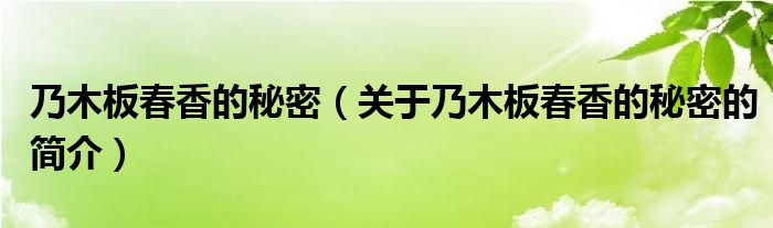 乃木板春香的秘密（關(guān)于乃木板春香的秘密的簡介）