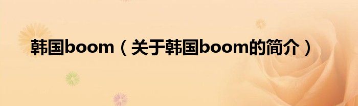 韓國(guó)boom（關(guān)于韓國(guó)boom的簡(jiǎn)介）