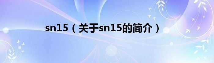 sn15（關(guān)于sn15的簡介）