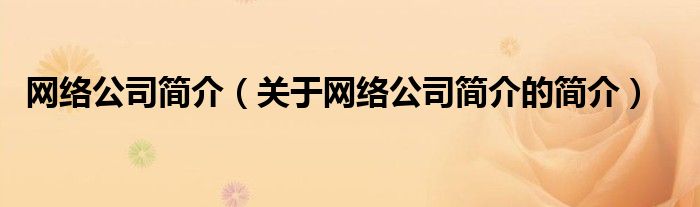 網(wǎng)絡(luò)公司簡(jiǎn)介（關(guān)于網(wǎng)絡(luò)公司簡(jiǎn)介的簡(jiǎn)介）