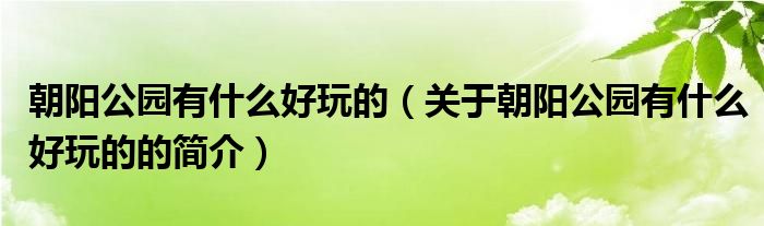 朝陽公園有什么好玩的（關(guān)于朝陽公園有什么好玩的的簡(jiǎn)介）