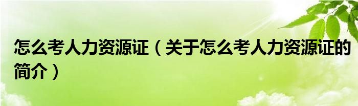 怎么考人力資源證（關(guān)于怎么考人力資源證的簡介）