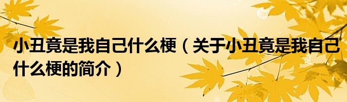 小丑竟是我自己什么梗（關(guān)于小丑竟是我自己什么梗的簡(jiǎn)介）