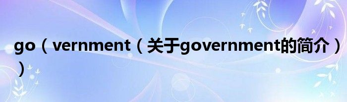 go（vernment（關(guān)于government的簡(jiǎn)介））