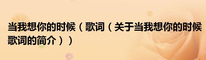 當(dāng)我想你的時(shí)候（歌詞（關(guān)于當(dāng)我想你的時(shí)候歌詞的簡(jiǎn)介））