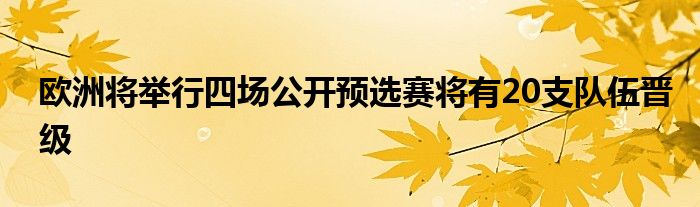 歐洲將舉行四場公開預(yù)選賽將有20支隊伍晉級