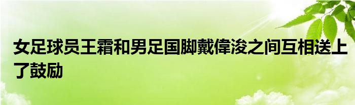 女足球員王霜和男足國腳戴偉浚之間互相送上了鼓勵(lì)