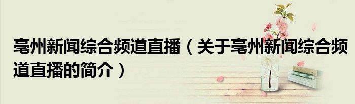 亳州新聞綜合頻道直播（關(guān)于亳州新聞綜合頻道直播的簡(jiǎn)介）