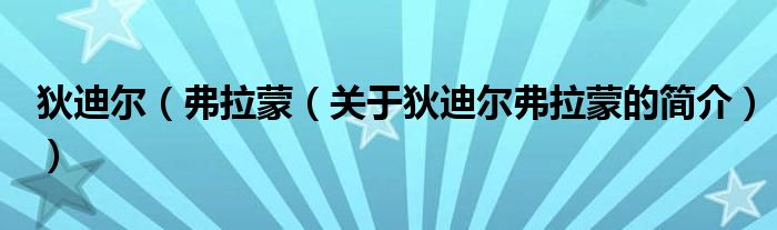 狄迪爾（弗拉蒙（關(guān)于狄迪爾弗拉蒙的簡(jiǎn)介））