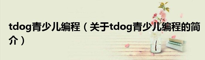 tdog青少兒編程（關(guān)于tdog青少兒編程的簡(jiǎn)介）