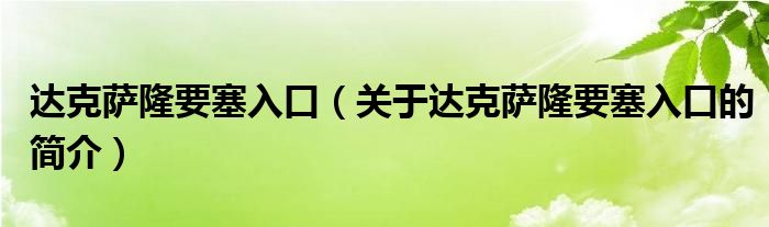 達(dá)克薩隆要塞入口（關(guān)于達(dá)克薩隆要塞入口的簡介）