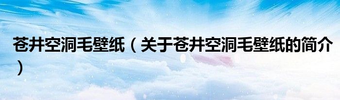 蒼井空洞毛壁紙（關(guān)于蒼井空洞毛壁紙的簡介）