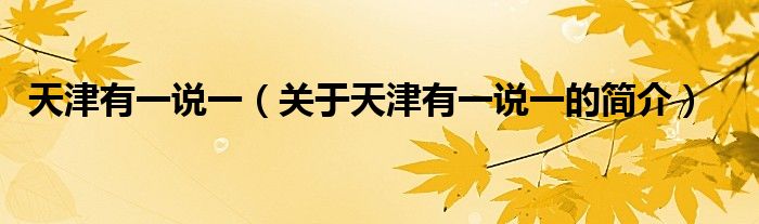 天津有一說(shuō)一（關(guān)于天津有一說(shuō)一的簡(jiǎn)介）