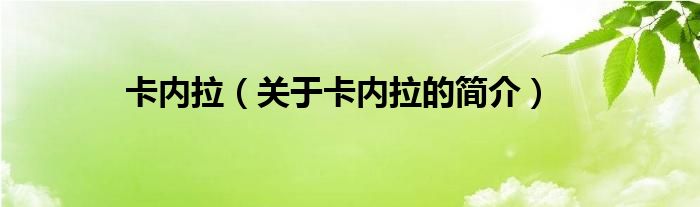 卡內(nèi)拉（關(guān)于卡內(nèi)拉的簡介）