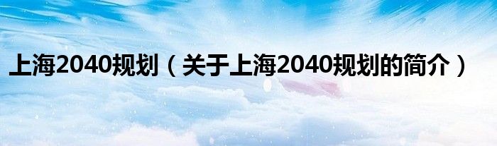 上海2040規(guī)劃（關(guān)于上海2040規(guī)劃的簡(jiǎn)介）