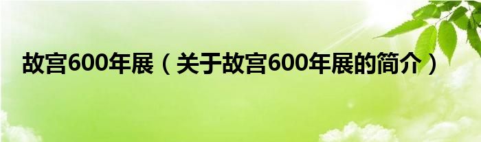 故宮600年展（關(guān)于故宮600年展的簡介）