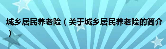 城鄉(xiāng)居民養(yǎng)老險（關(guān)于城鄉(xiāng)居民養(yǎng)老險的簡介）