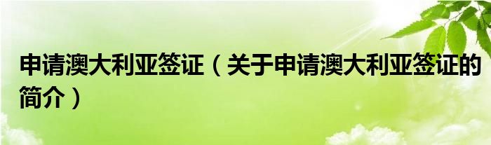 申請(qǐng)澳大利亞簽證（關(guān)于申請(qǐng)澳大利亞簽證的簡(jiǎn)介）